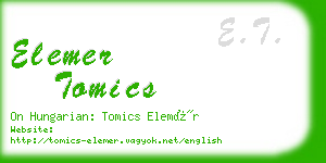 elemer tomics business card